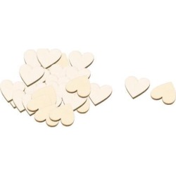 Wooden Love Heart Shaped DIY Accessories Embellishment Beige 20 x 17mm 30 Pcs