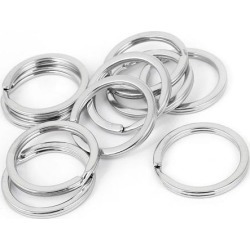 Unique Bargains Household Silver Tone Metal 1' Dia Ring Hanging Keyring Key Chain Holder 10pcs