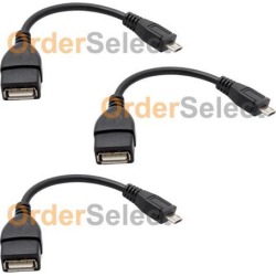 3 USB Micro B to A OTG Cable for Phone Kyocera DuraForce DuraXE Hydro Reach View