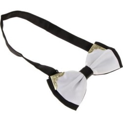 Multicolor Gentlemen's Tuxedo Bow Tie Bowtie Necktie for Men White