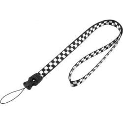 Unique Bargains 12mm Wide White Black Grid Print Cell Phone Camera MP3 MP4 Neck Strap Lanyard
