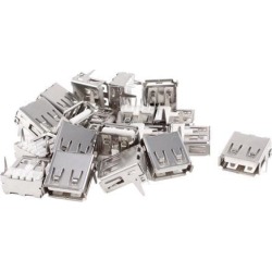 Unique Bargains 20pcs 90 Degree 4 Pins DIP Through Point USB A Female Plug Jack Socket