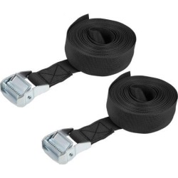 5.5Mx38mm Lashing Strap Cargo Tie Down Straps w Cam Lock Buckle 500Kg Work Load, Black, 2Pcs