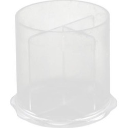 Home Office Plastic Round Shaped 3 Compartments Pencil Storage Pen Holder Clear