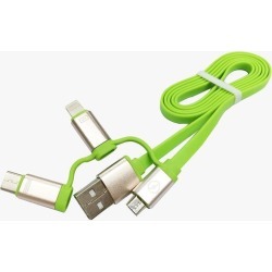 3in1 USB Cable, 3FT Durable Flat Multi Charge Cable Micro/Lightning/Type C Universal for iPhone 7 6s 6 Plus 5 5s se, iPad Air, New Macbook, iPod 5,