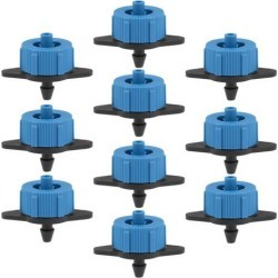 Pressure Compensating Dripper 1 GPH 4L/H Emitter for Garden Lawn Drip Irrigation with Barbed Hose Connector, Plastic Black Blue 15pcs