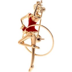 Fashion Delicate Enamel Brooch Pin Rhythmic Gymnastics Girls Design Jewelry Red