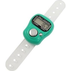Unique Bargains Resettable Adjustable Rubber Band Finger Digital Counter Green