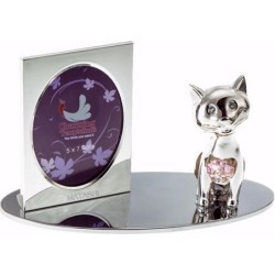 New Matashi CTFS0195 Cartoon Cat Silver Picture Frame Made with Genuine Matashi Crystals