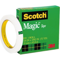 Scotch 810-34-2592 Magic Office Tape, 3/4' x 72 yards, 3' Core, Clear