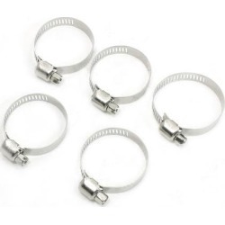 Unique Bargains 5 Pieces Stainless Steel 18-32mm Hoop Ring Adjustable Pipe Hose Clamps