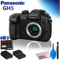 Panasonic Lumix DC-GH5 Mirrorless Micro Four Thirds Digital Camera (Body Only) w/ Memory Card Kit and Cleaning Kit