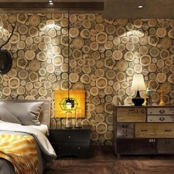 Waterproof Retro Wallpaper Growth Ring for Home Wall Improvement Coffee