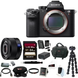 Sony a7r: Sony Alpha a7RII Mirrorless Digital Camera (Body Only) with 35mm f/2.8 Lens and 64GB SDXC Accessory Bundle