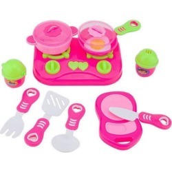 11Pcs Kids House Kitchen Toys For Girls Cooking Food Dishes Cookware Pretend & Play Kitchen Playset Toys