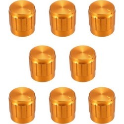 8Pcs 17x 17mm Aluminium Alloy Potentiometer Volume Control Rotary Knob Knurled Shaft Hole Gold Tone