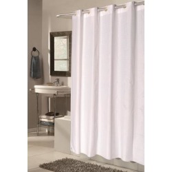 Carnation Home Fashions Shower Stall-Sized, EZ-ON Checks Polyester Shower Curtain in White