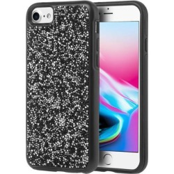 Rhinestone Diamond Platinum Collection Hybrid Bumper Case - Black for iPhone 8