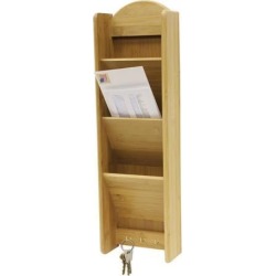 LETTER RACK 3 TIER W/KEY HOOKS
