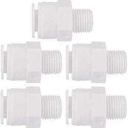 5pcs 1/4 Inch BSP Male To 3/8 Inch OD Straight Quick Connect Water Purifier Tube Fitting Push in To Connector for RO Reverse Osmosis System
