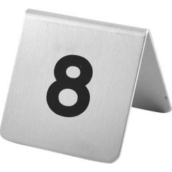 Restaurant Stainless Steel Free-standing Number 8 Table Sign Black Silver Tone
