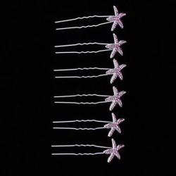 Crystal Hair Pins Rhinestone Hair Clips Bridal Wedding Women Hair Jewelry Pink Star