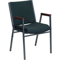 HERCULES Series Heavy Duty Green Patterned Fabric Stack Chair with Arms