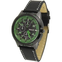Men Faux Leather Stainless Steel Case Adjustable Length Wrist Watch