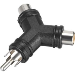 RCA Male to 2 RCA Female Y Shape Connector Stereo Audio Video Cable Adapter Splitter Black