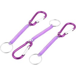 3pcs Purple Plastic Stretchy Spring Coiled Coil Cord Keychain Key Chain Rope