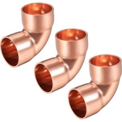 1-inch ID 90 Degree Copper Elbow Short-Turn Copper Fitting Conector for Plumbing 3pcs