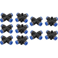 10Pcs 4mm Dia 4 Ways Hose Pneumatic Air Quick Fitting Push In Connector Black