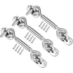 3.9' Cabin Hook Eye Latch Gate Door Swivel Window Door Hook Stainless Steel with Mounting Screws 3pcs