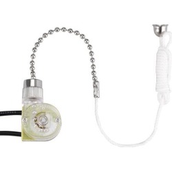 ZE-109 Fan Light Pull Chain ON/OFF Switch Sliver Tone with 2 Feet Braided Cord