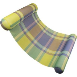 Green and Blue Plaid Extra Large Water Hammock Swimming Pool Lounger, 54-Inch
