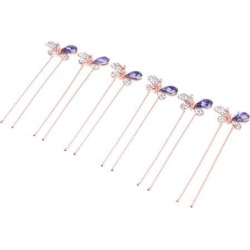 Crystal Hair Pins Rhinestone Hair Clips Bridal Wedding Women Hair Jewelry Purple Butterfly