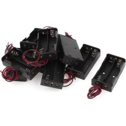 9pcs Wire Leads Black Battery Storage Case Slot Holder 2 x 1.5V AA