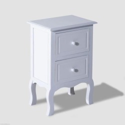 HOMCOM Night Stand Bedside End Table Wooden Bed Side With 2 Drawer White