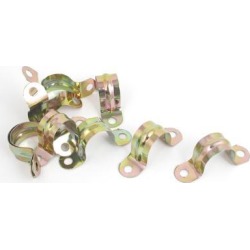 20mm Arch High Two Holes U Type Pipe Clamp Clips Bronze Tone 10 Pcs