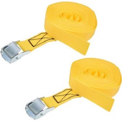 4.5M x 25mm Lashing Strap Cargo Tie Down Straps w Cam Lock Buckle 250Kg Work Load, Yellow, 2Pcs
