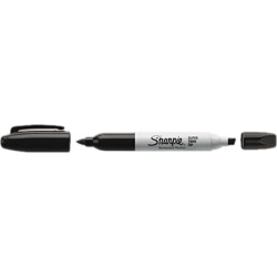 Sharpie 36201 Super Twin-Tip Permanent Marker, Fine/Chisel Tip, Black