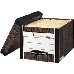 Bankers Box 0072506 R-Kive Max Storage Box, Letter/Legal, Locking Lid, Woodgrain, 4/Carton