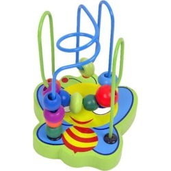 Animal Bee Circles Bead Wire Maze Roller Coaster Wooden Montessori Educational Toys for Baby Kids