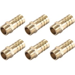 Brass Barb Hose Fitting Connector Adapter 12mm Barbed X G1/4 Male Pipe 6pcs