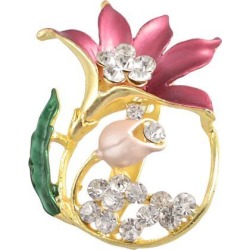 Ladies Dress Ornament Amaranth Flower Rhinestone Cluster Pin Brooch Broach