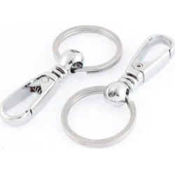 Unique Bargains 2 Pcs Silver Tone Metal Spring Loaded Clasp Key Chain