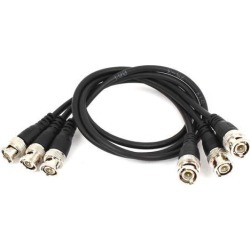CCTV Video Camera DVR Male to Male BNC Connector Coaxial Cable Black 0.5M 3PCS