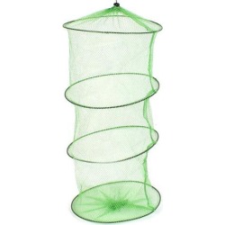 Unique Bargains 0.2 Nylon Metal Foldable Fishing Landing Net Fish Keepnet Cage for Fishermen Shrimp Green Black
