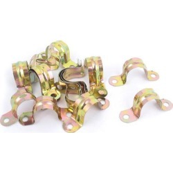 20mm Arch High Two Holes U Type Pipe Clamp Clips Bronze Tone 20 Pcs