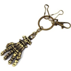 Unique Bargains Skeleton Hand Pendant Keyring Keychain Key Chain Ring Holder